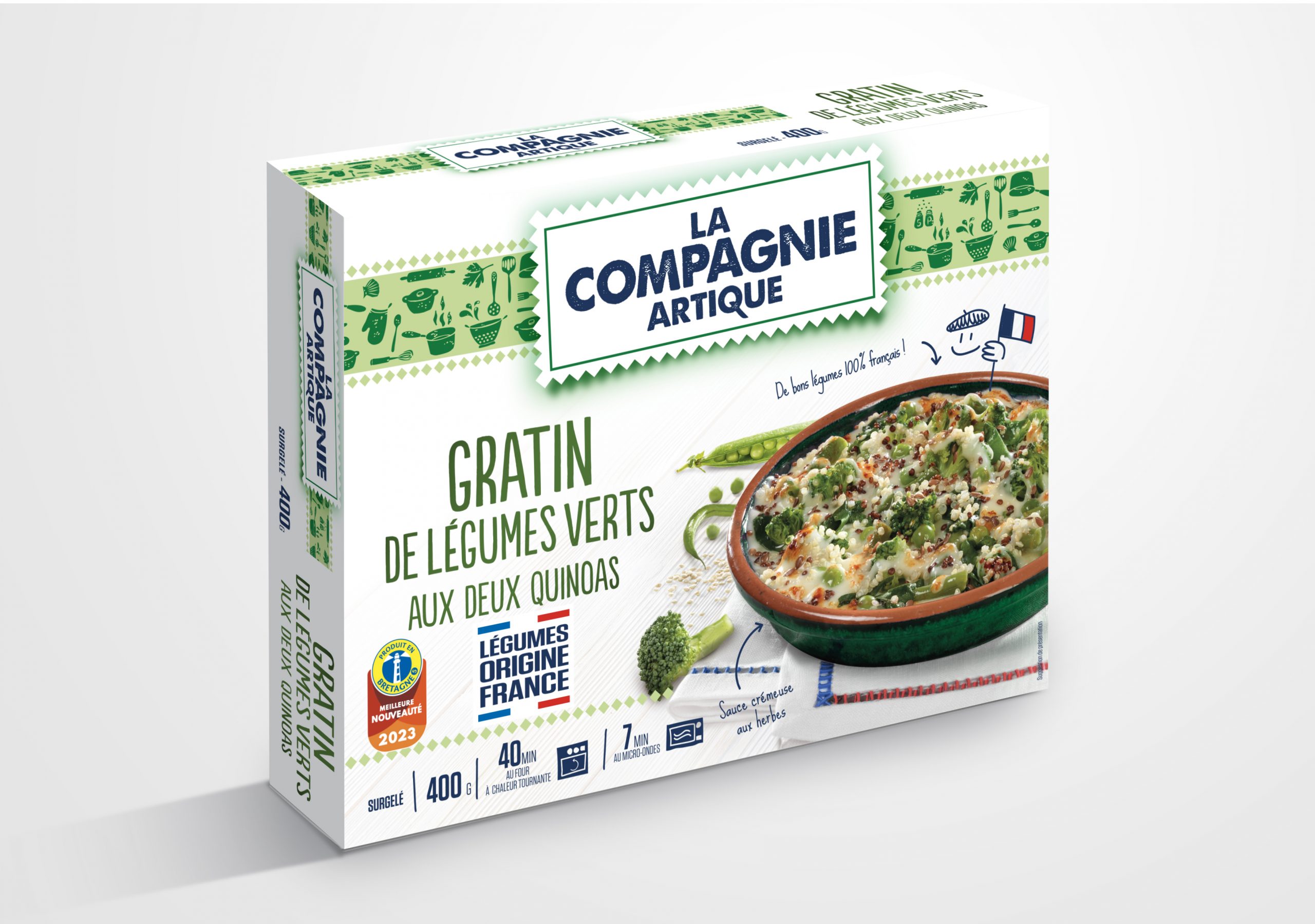 Le « gratin de légumes verts aux 2 quinoas » La Compagnie Artique est élu Meilleure nouveauté Produit en Bretagne 2023 !
